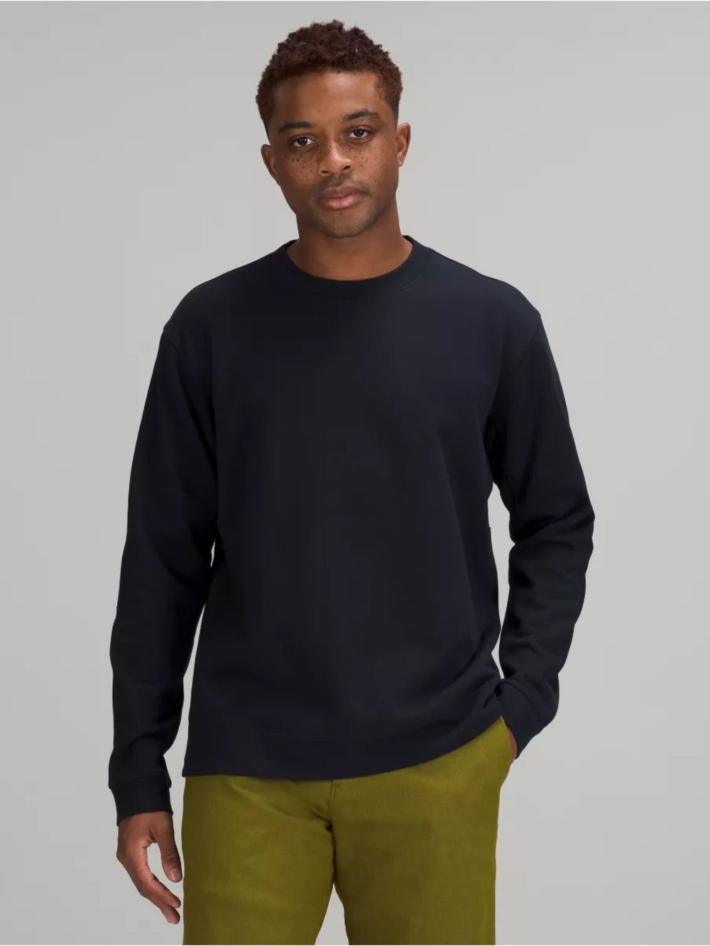 Lululemon Men's Sweatshirt Black French Terry Oversized Crewneck Cinchable Hem